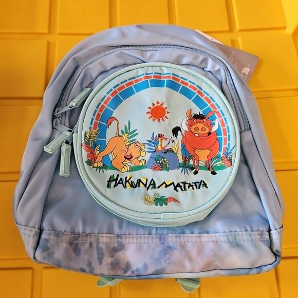 The Lion King Simba Timon Pumba Hakuna Matata Disney Mini Blue Backpack NWT - Picture 1 of 4
